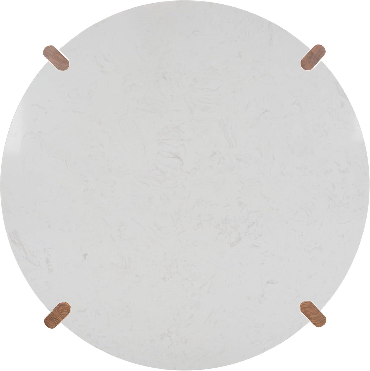 image:imageSAFAVIEH Couture Collection Garcia Natural Solid WoodWhite Marble Top Round Coffee TableNaturalWhite
