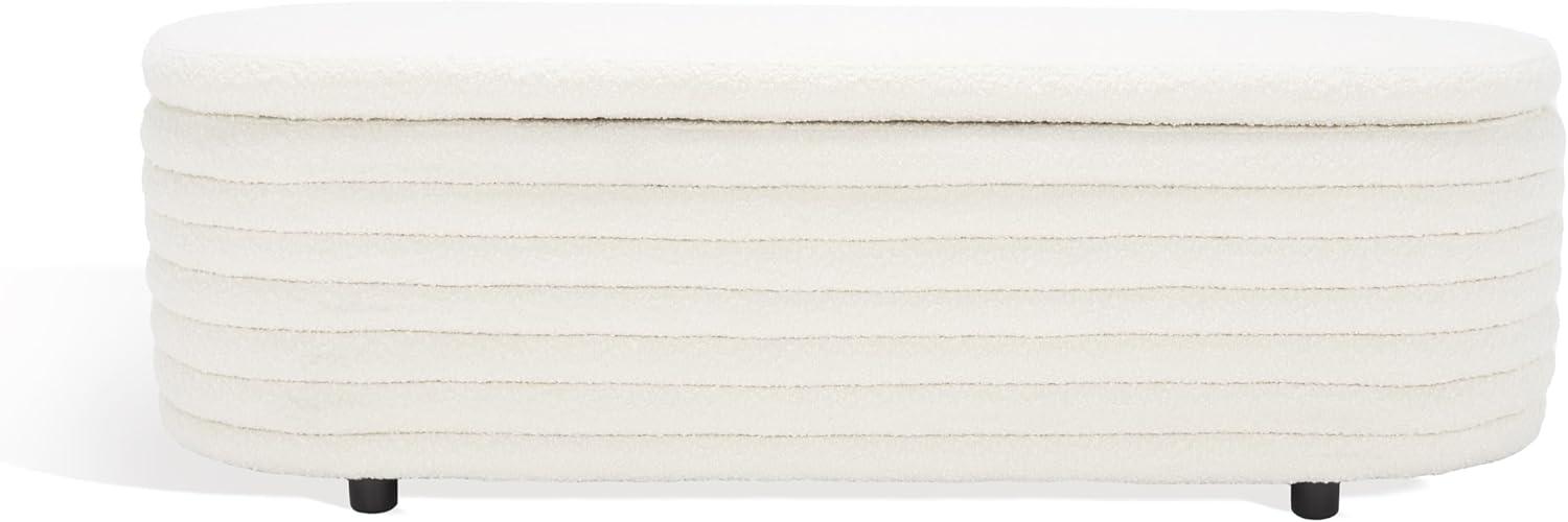 image:imageSAFAVIEH Couture Collection Jaymie Contemporary Ivory BoucleBlack Oval Storage Bench