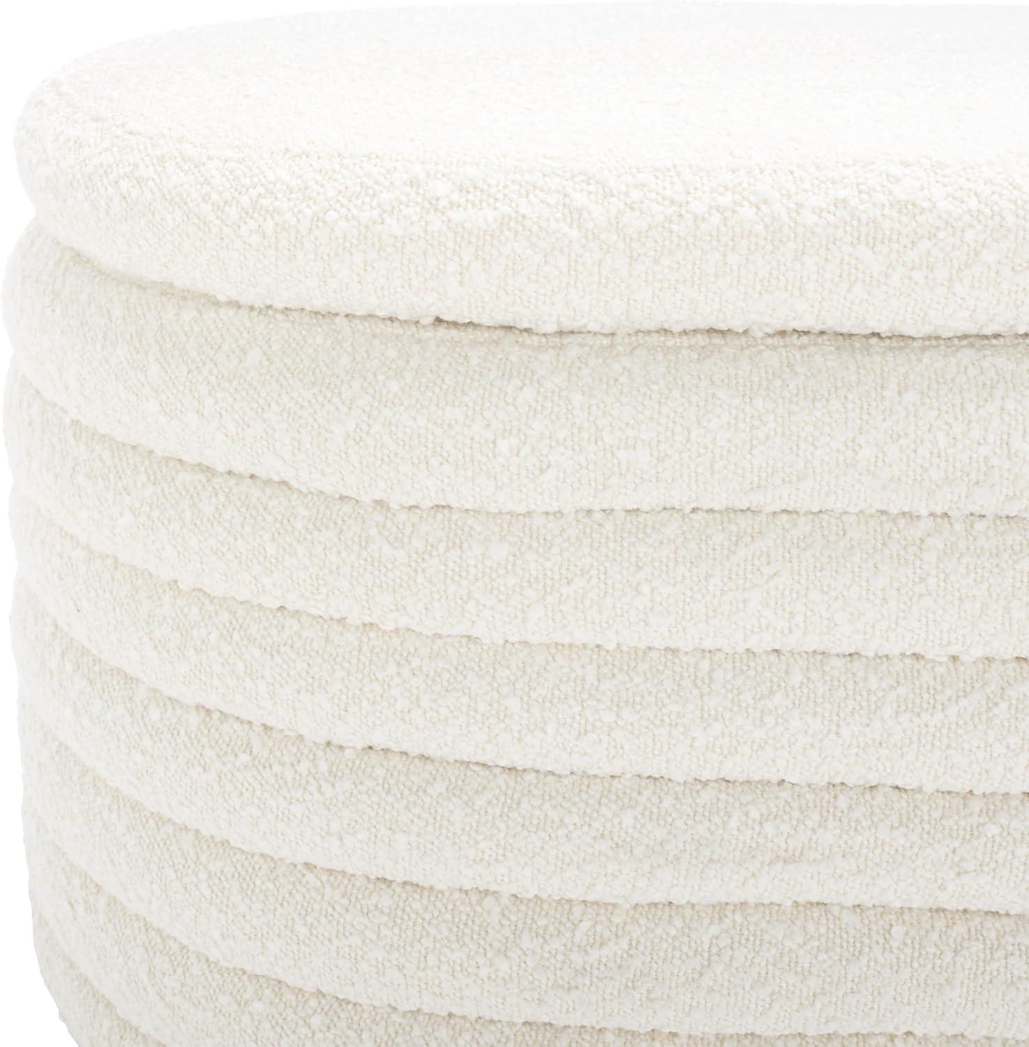 image:imageSAFAVIEH Couture Collection Jaymie Contemporary Ivory BoucleBlack Oval Storage Bench
