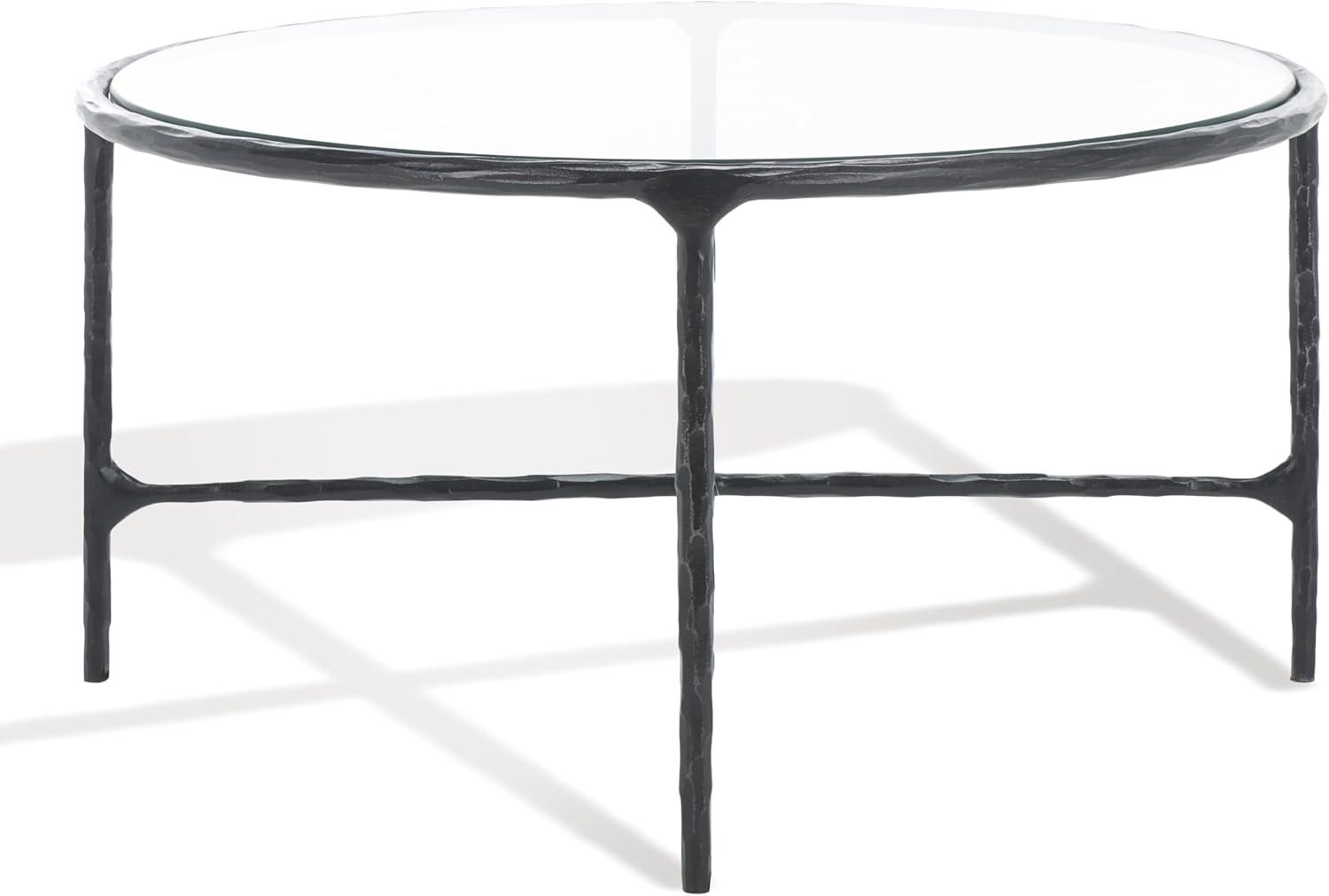 image:imageSAFAVIEH Couture Collection Jessa Silver Metal Oval Coffee Table Fully AssembledBlack