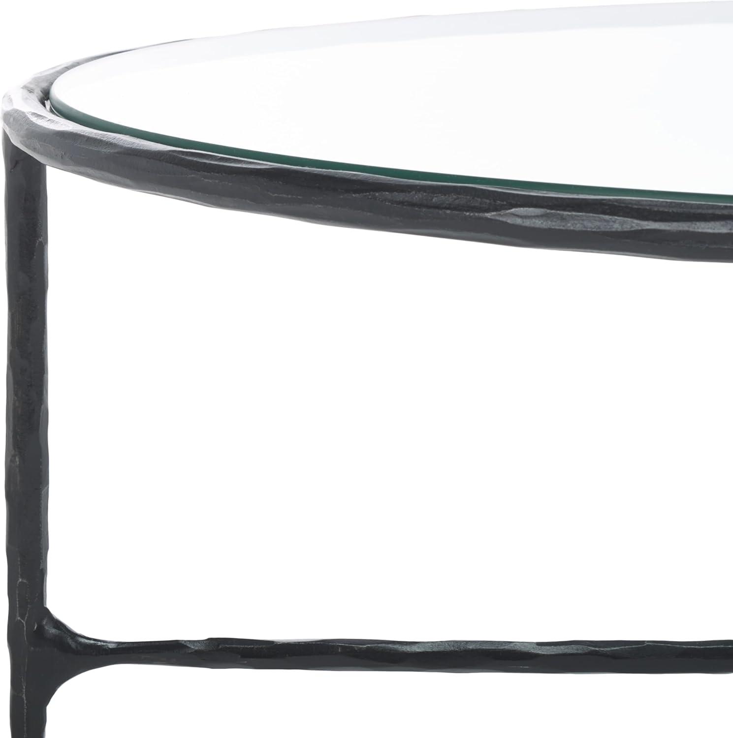 image:imageSAFAVIEH Couture Collection Jessa Silver Metal Oval Coffee Table Fully AssembledBlack