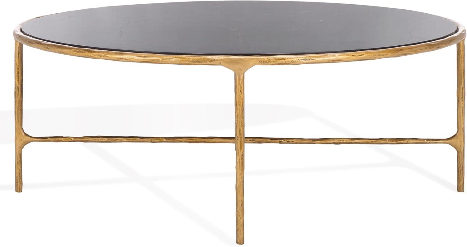 image:imageSAFAVIEH Couture Collection Jessa Silver Metal Oval Coffee Table Fully AssembledBrassBlack