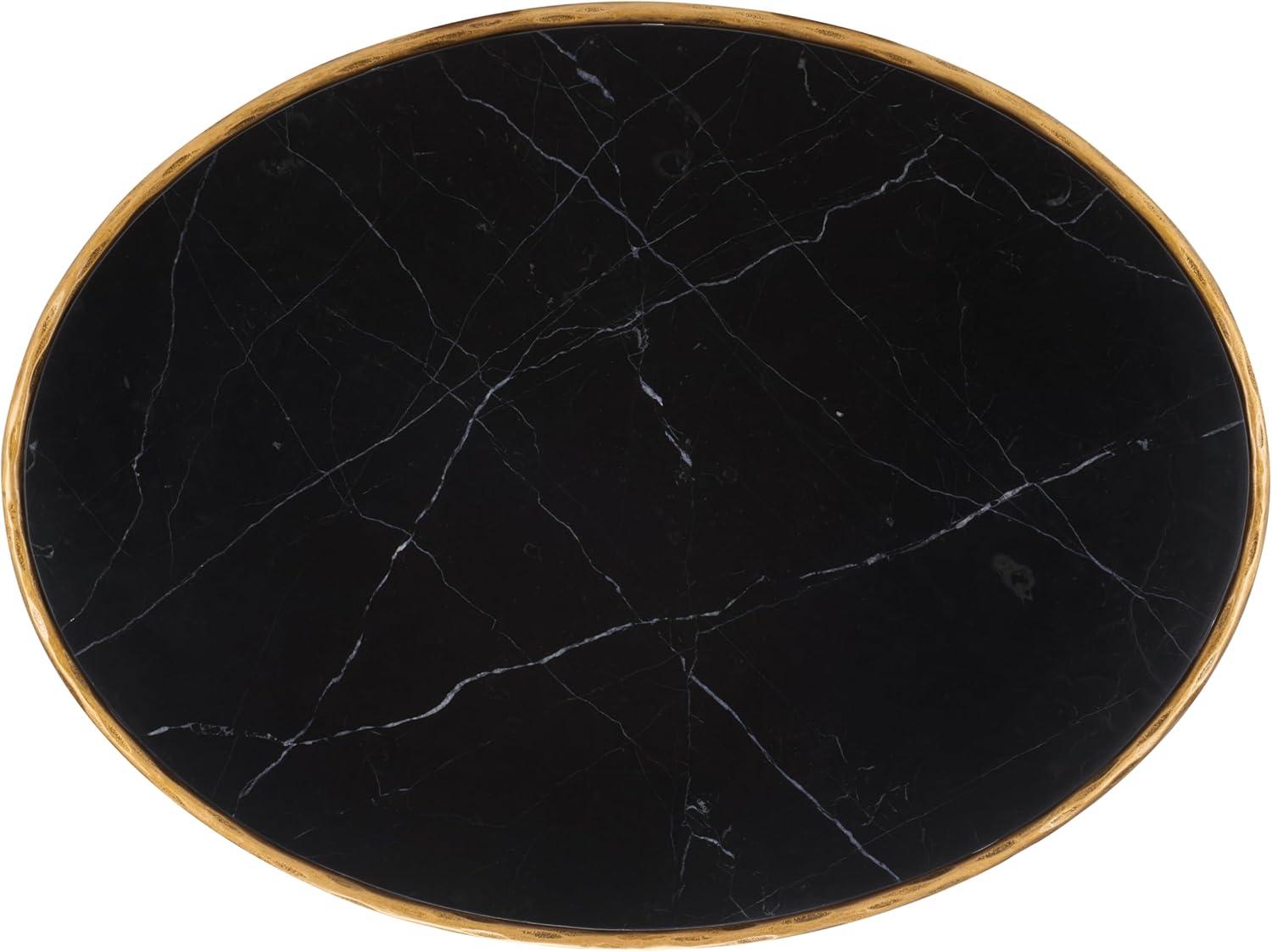 image:imageSAFAVIEH Couture Collection Jessa Silver Metal Oval Coffee Table Fully AssembledBrassBlack