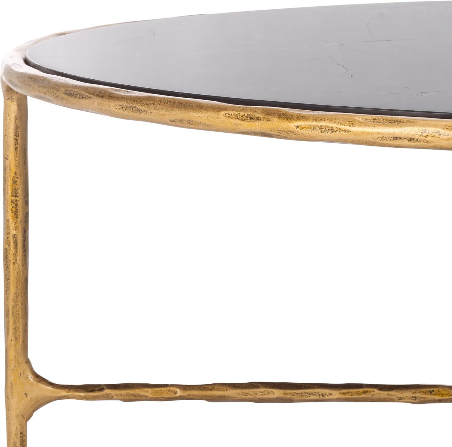 image:imageSAFAVIEH Couture Collection Jessa Silver Metal Oval Coffee Table Fully AssembledBrassBlack
