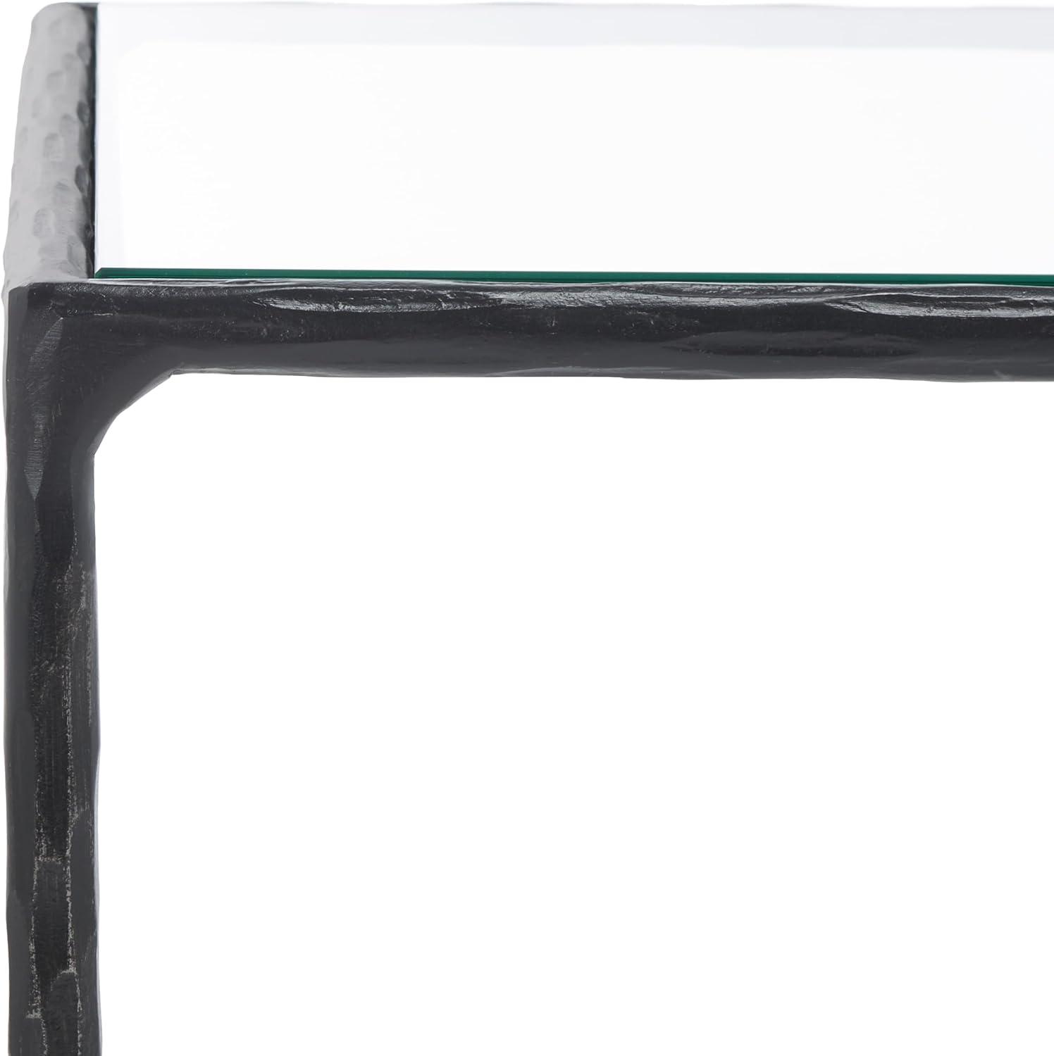 image:imageSAFAVIEH Couture Collection Jessa Silver MetalGlass Top Rectangle Coffee Table Fully AssembledBlack