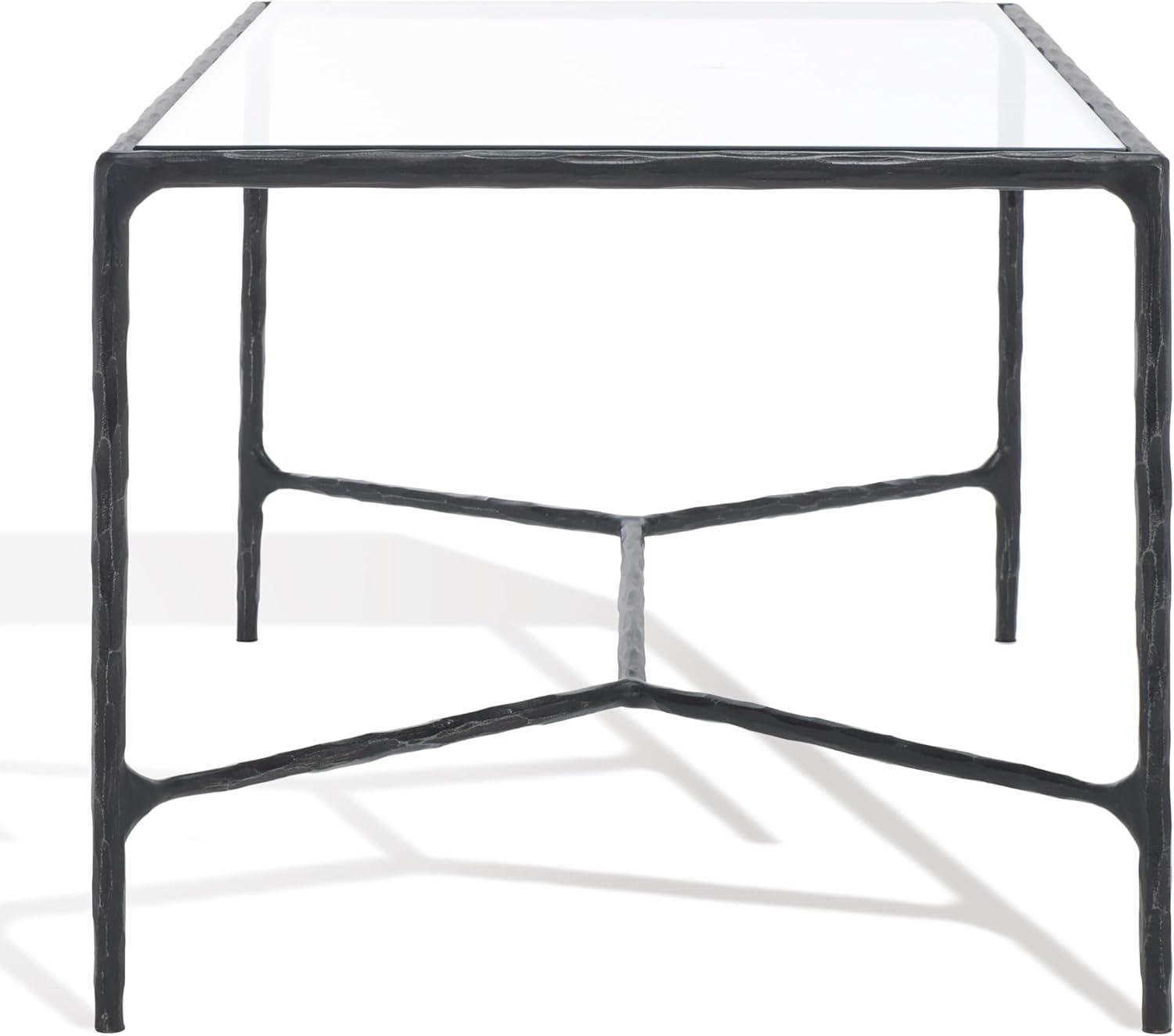 image:imageSAFAVIEH Couture Collection Jessa Silver MetalGlass Top Rectangle Coffee Table Fully AssembledBlack