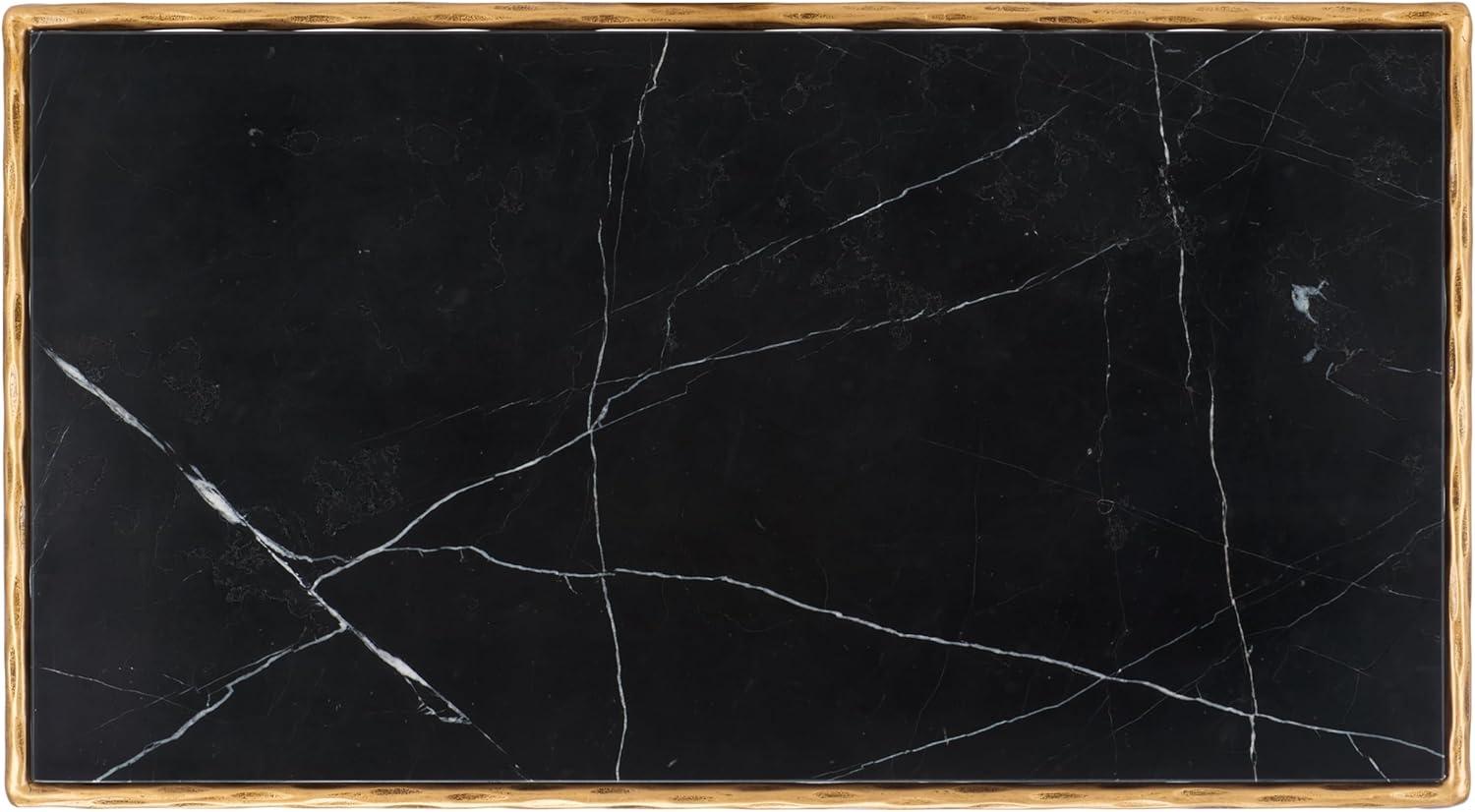 image:imageSAFAVIEH Couture Collection Jessa Silver MetalGlass Top Rectangle Coffee Table Fully AssembledBrassBlack