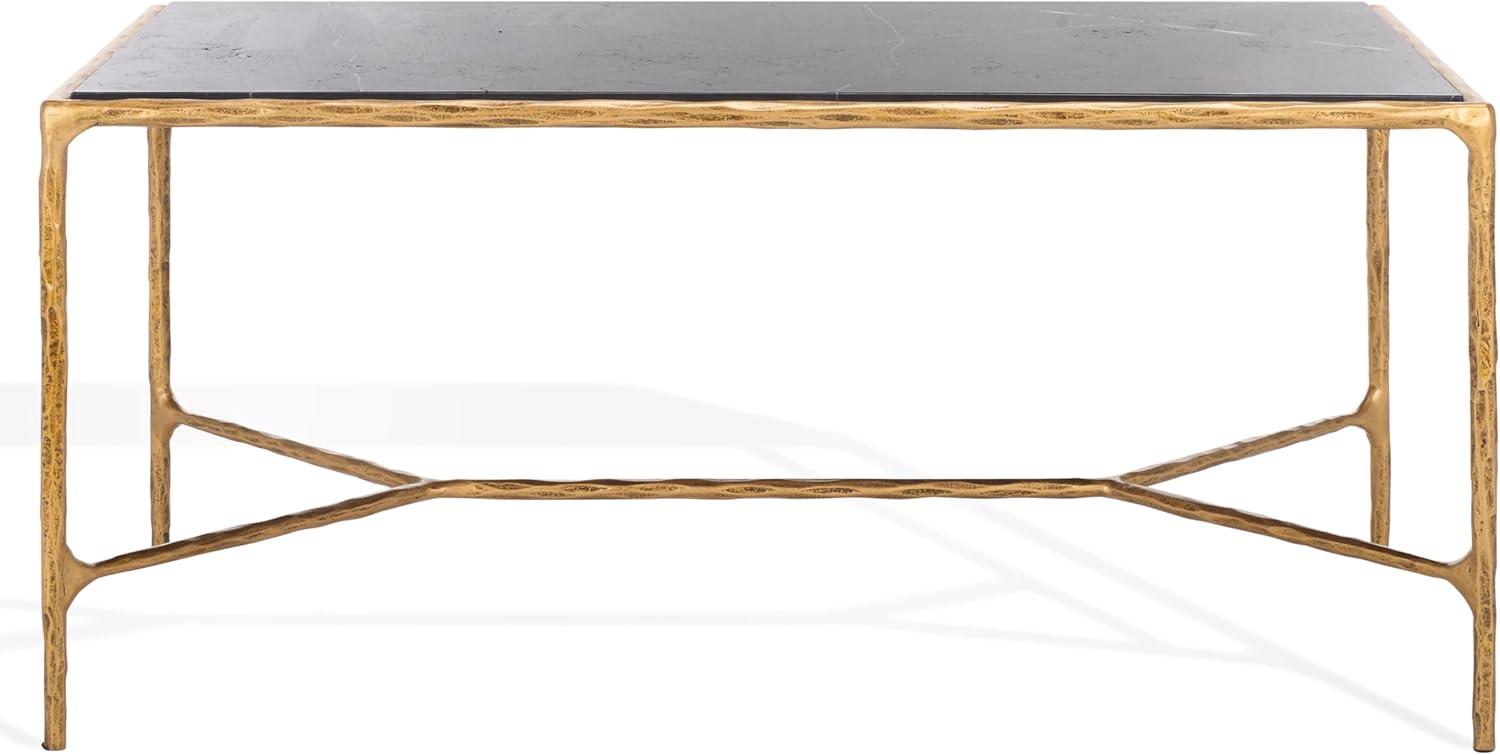 image:imageSAFAVIEH Couture Collection Jessa Silver MetalGlass Top Rectangle Coffee Table Fully AssembledBrassBlack