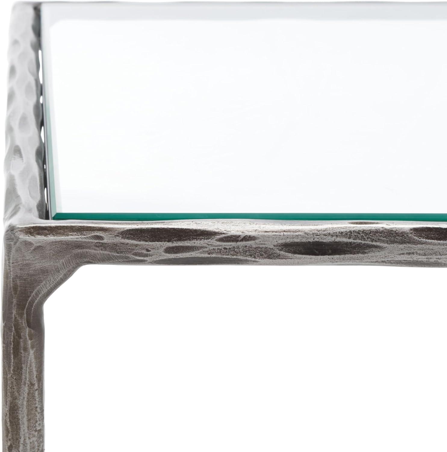 image:imageSAFAVIEH Couture Collection Jessa Silver MetalGlass Top Rectangle Coffee Table Fully AssembledSilver