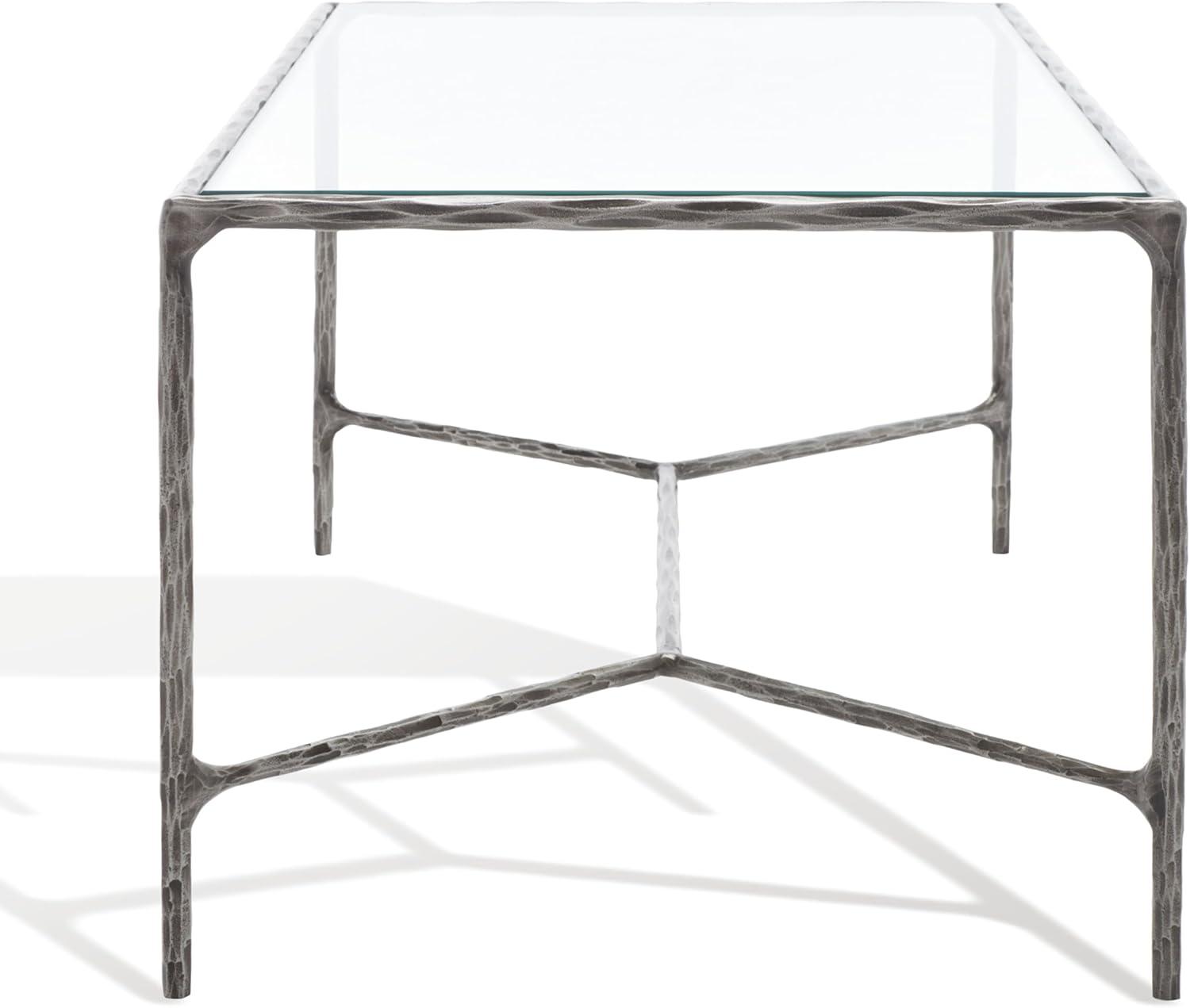 image:imageSAFAVIEH Couture Collection Jessa Silver MetalGlass Top Rectangle Coffee Table Fully AssembledSilver