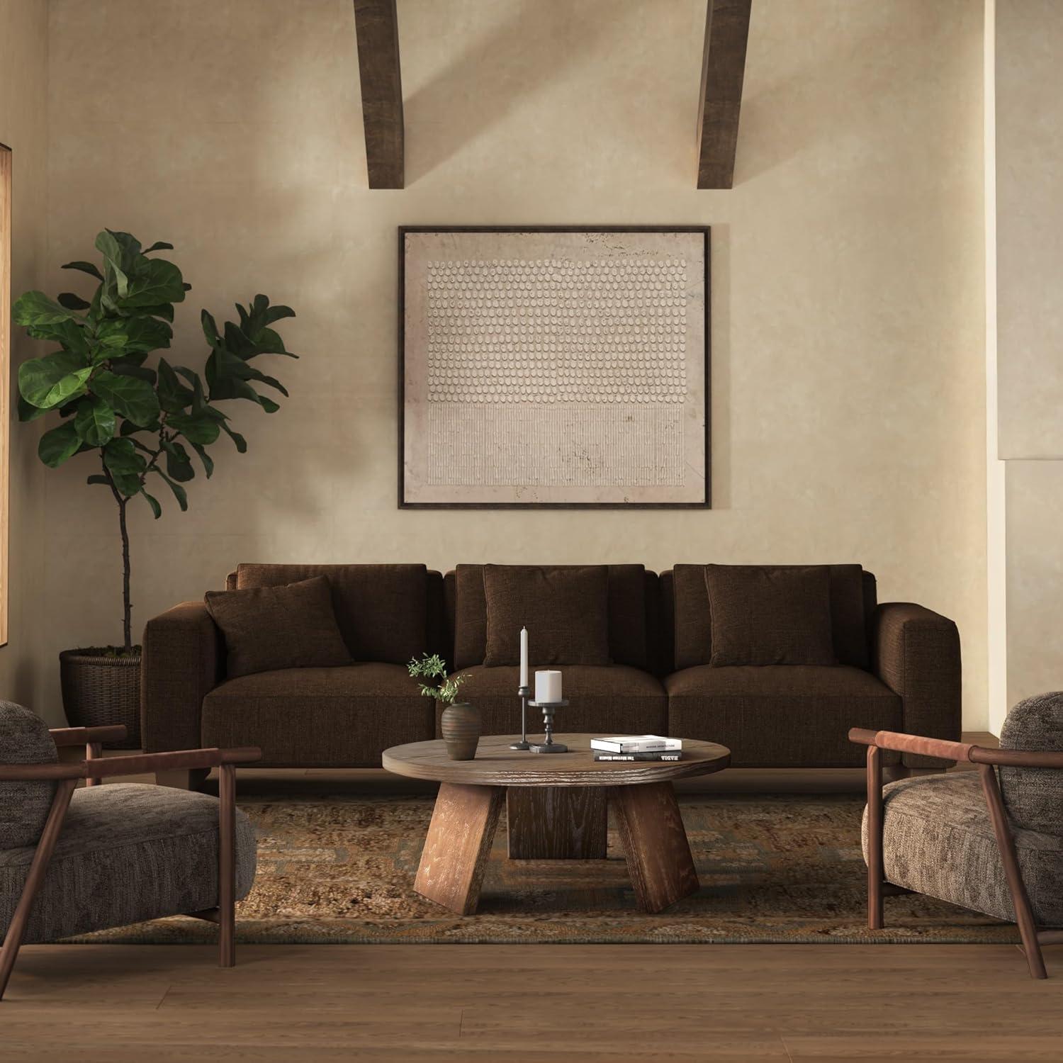 image:imageSAFAVIEH Couture Collection Julianna MidCentury Modern Black Round Coffee TableRustic Oak