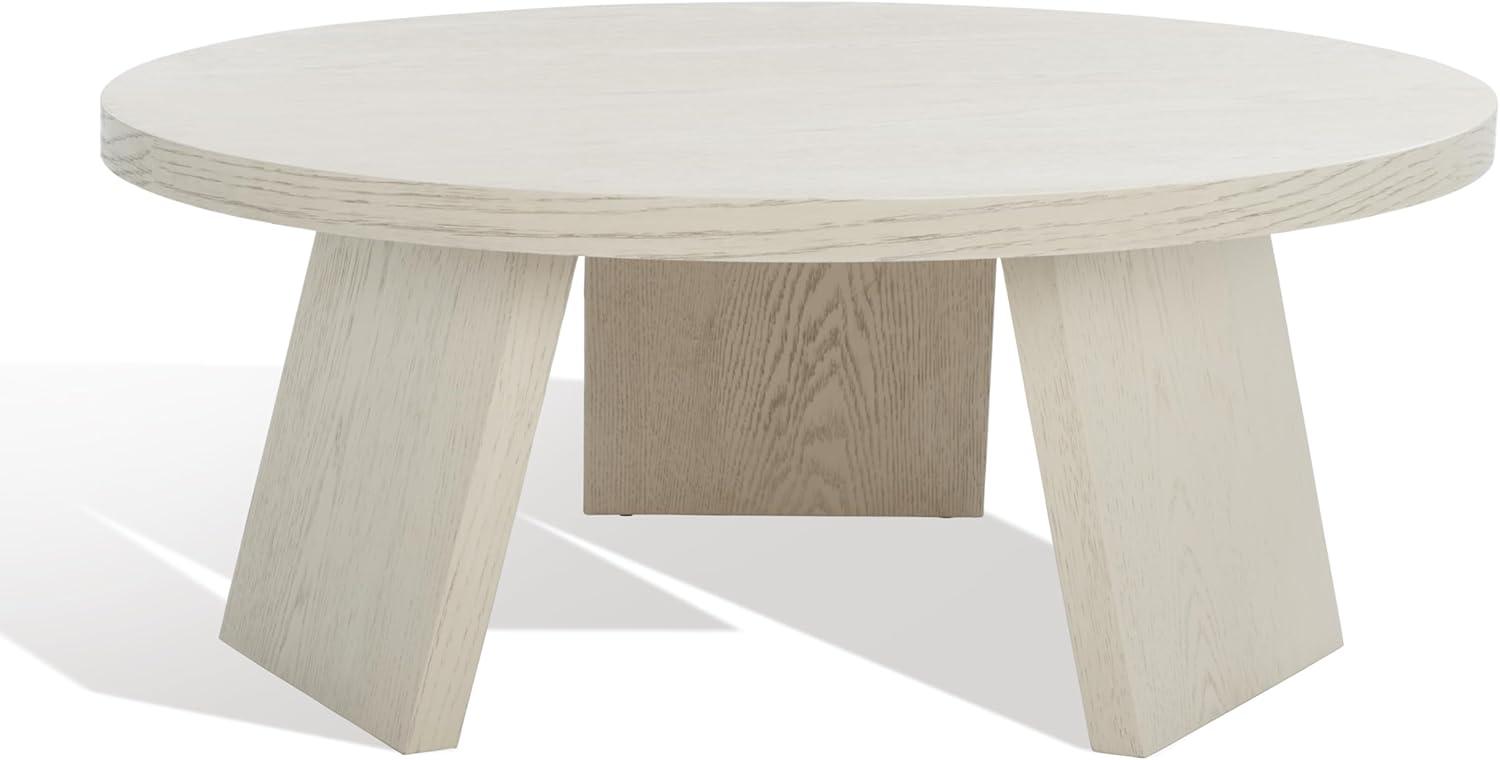image:imageSAFAVIEH Couture Collection Julianna MidCentury Modern Black Round Coffee TableWhite Washed
