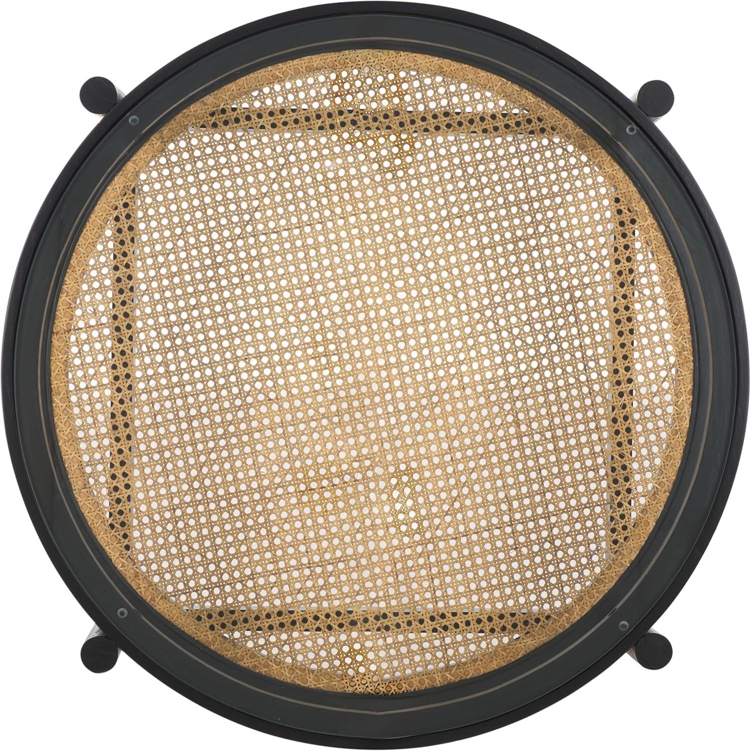 image:imageSAFAVIEH Couture Collection Karyna Natural Solid Wood RattanGlass Coffee TableBlackNatural