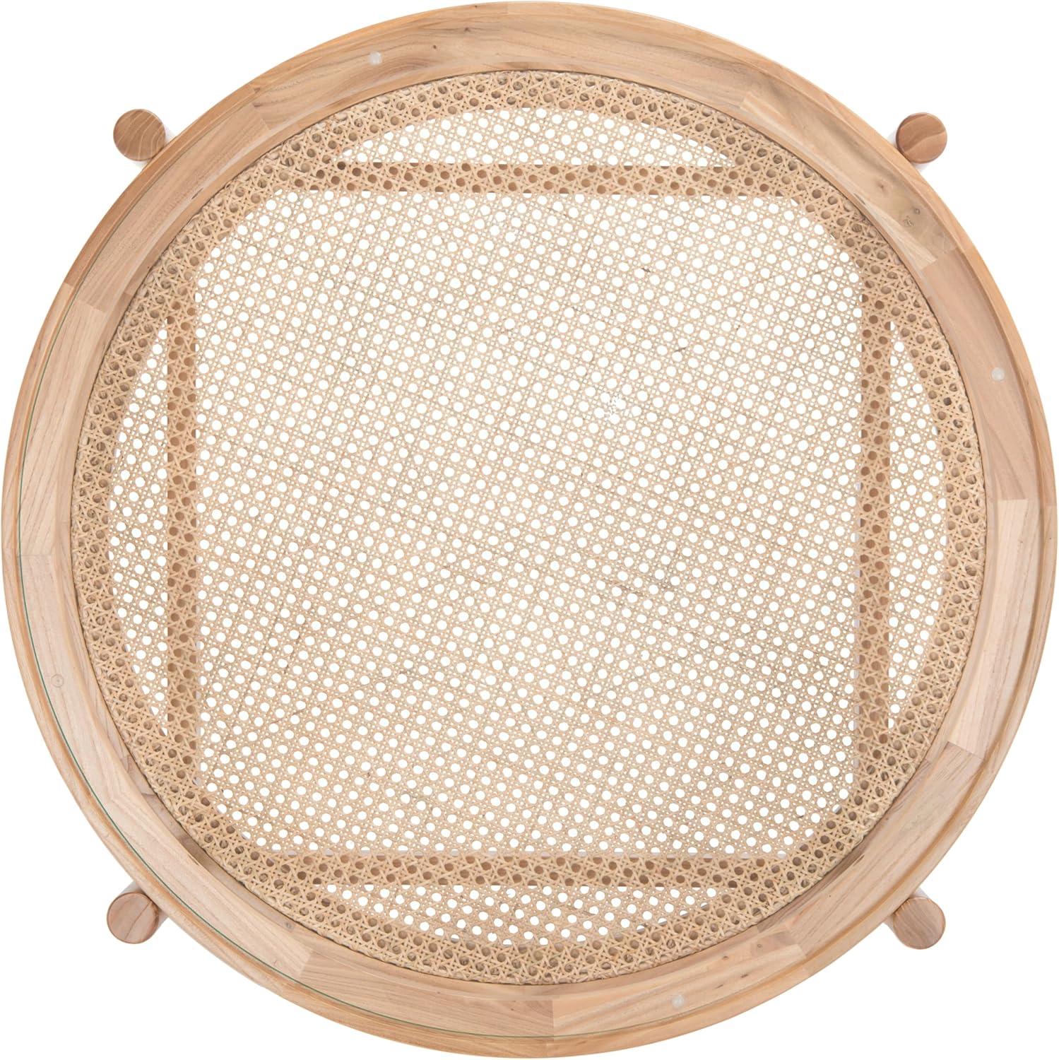 image:imageSAFAVIEH Couture Collection Karyna Natural Solid Wood RattanGlass Coffee TableClearNatural