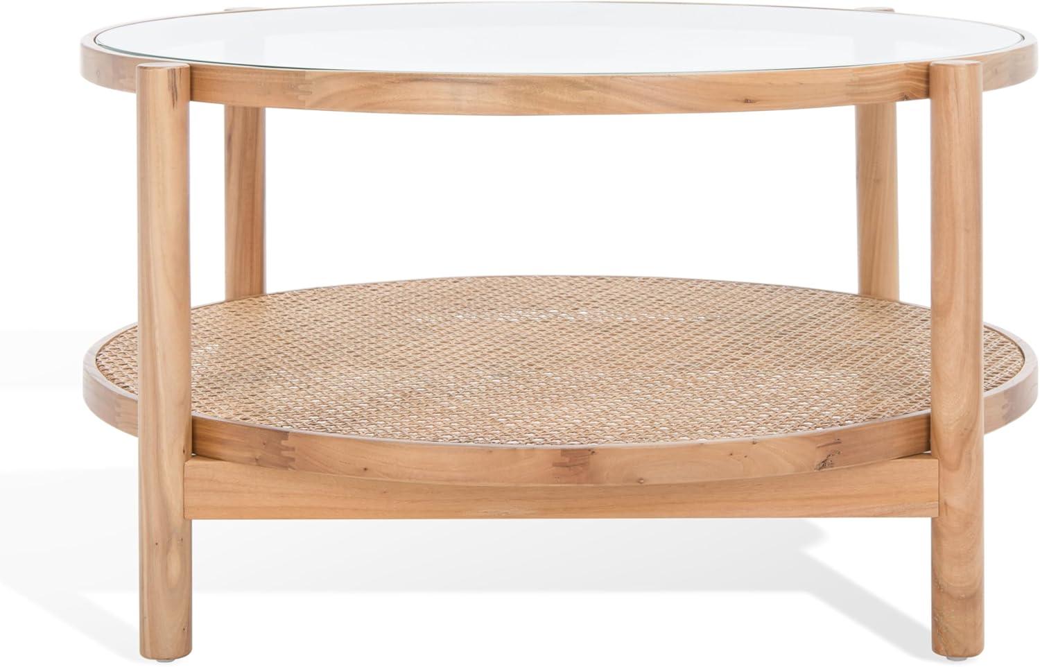 image:imageSAFAVIEH Couture Collection Karyna Natural Solid Wood RattanGlass Coffee TableClearNatural