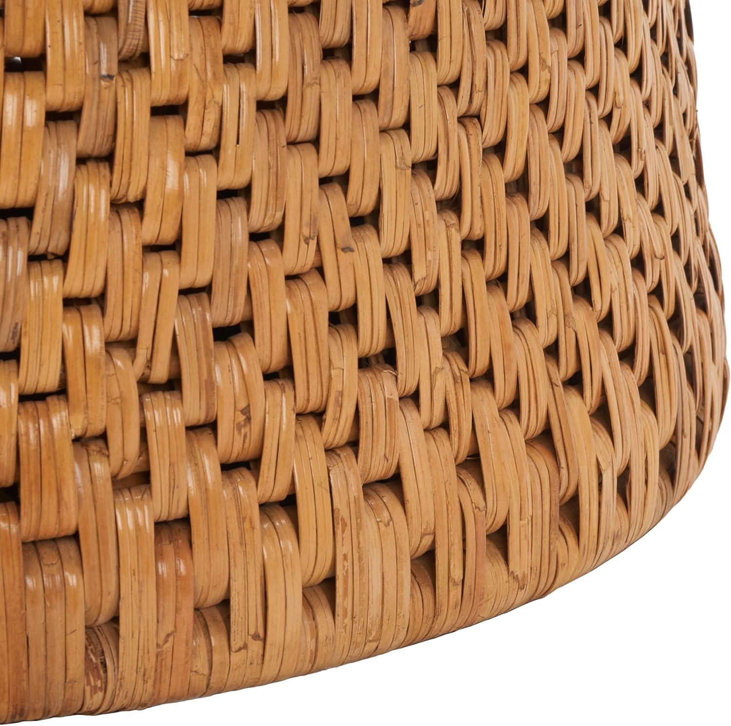 image:imageSAFAVIEH Couture Collection Lianna Coastal Tropical Natural Rattan Solid Wood Round Coffee Table Fully Assembled