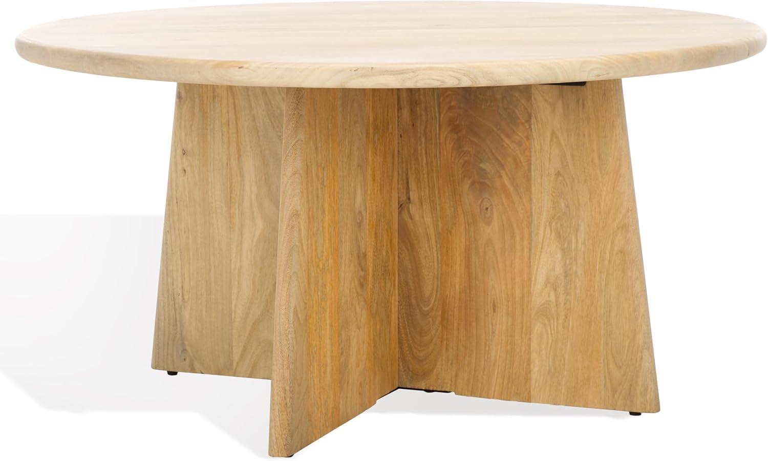image:imageSAFAVIEH Couture Collection Madilynn Black Solid Wood Round Coffee TableNatural