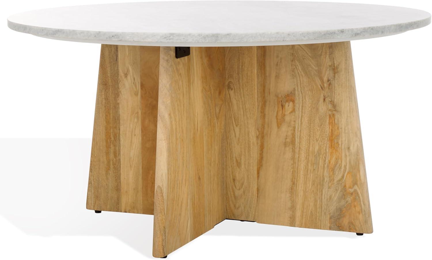 image:imageSAFAVIEH Couture Collection Madilynn Black Solid Wood Round Coffee TableNaturalLight Grey