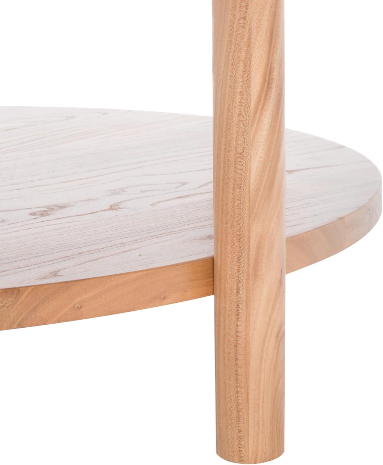 image:imageSAFAVIEH Couture Collection Puck Natural Solid WoodWhite Marble Top Round Coffee TableNaturalWhite