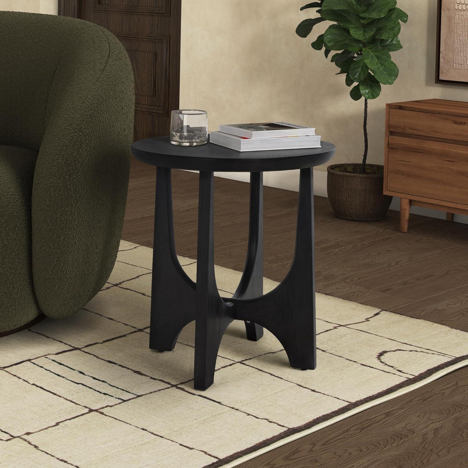 image:imageSAFAVIEH Couture Collection Sasha Medium Oak Veneer Accent TableBlack
