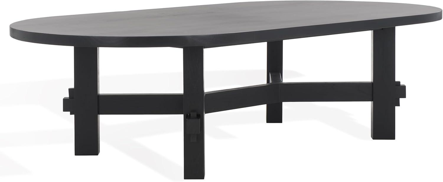 image:imageSAFAVIEH Couture Collection Tabytha Farmhouse Natural Solid Wood Oval Coffee TableBlack