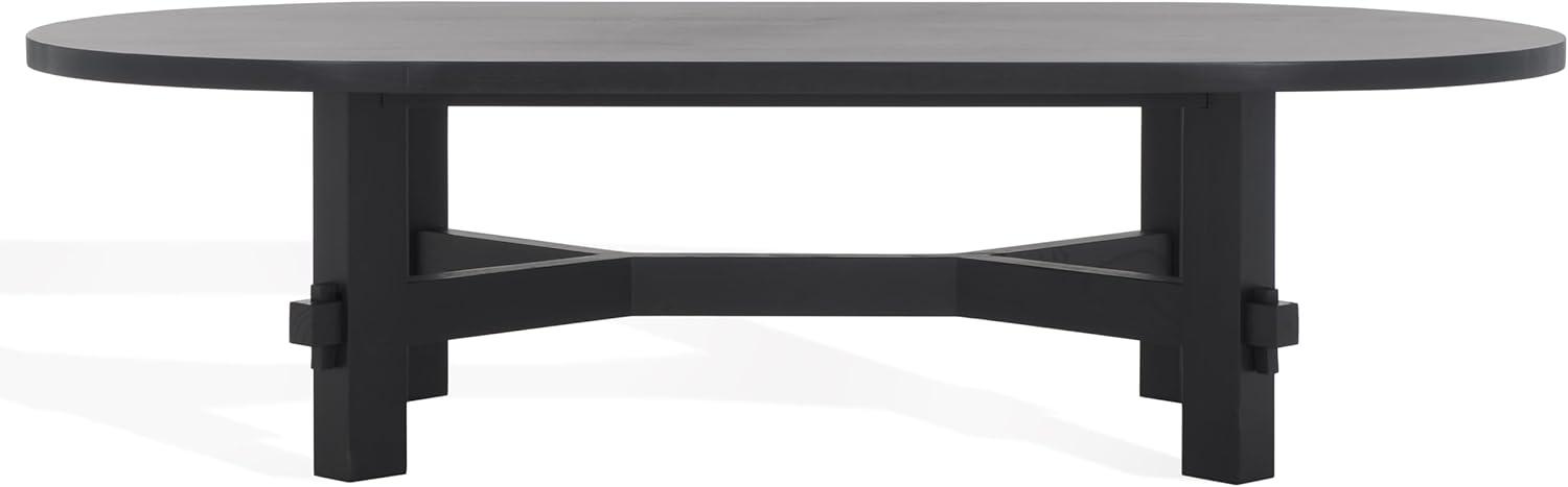 image:imageSAFAVIEH Couture Collection Tabytha Farmhouse Natural Solid Wood Oval Coffee TableBlack