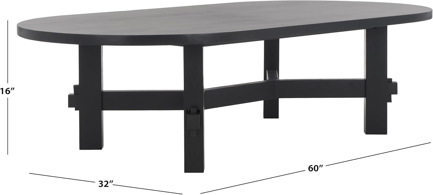 image:imageSAFAVIEH Couture Collection Tabytha Farmhouse Natural Solid Wood Oval Coffee TableBlack