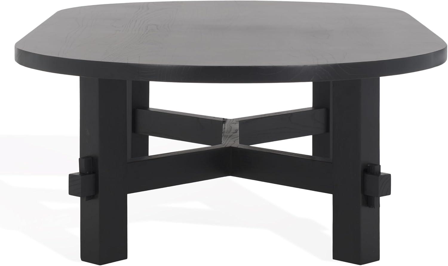 image:imageSAFAVIEH Couture Collection Tabytha Farmhouse Natural Solid Wood Oval Coffee TableBlack