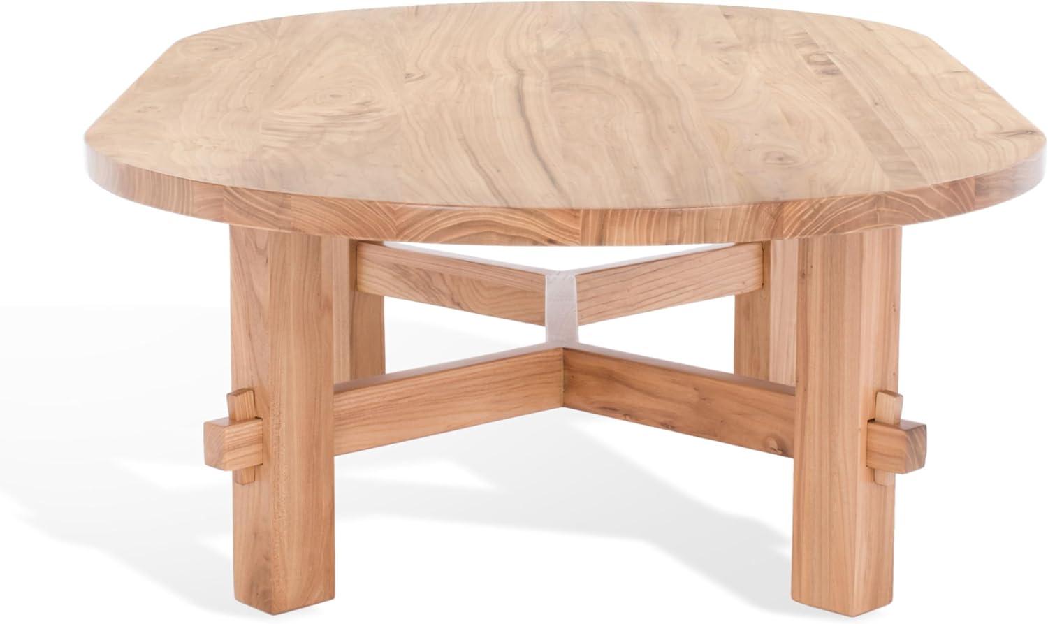 image:imageSAFAVIEH Couture Collection Tabytha Farmhouse Natural Solid Wood Oval Coffee TableNatural