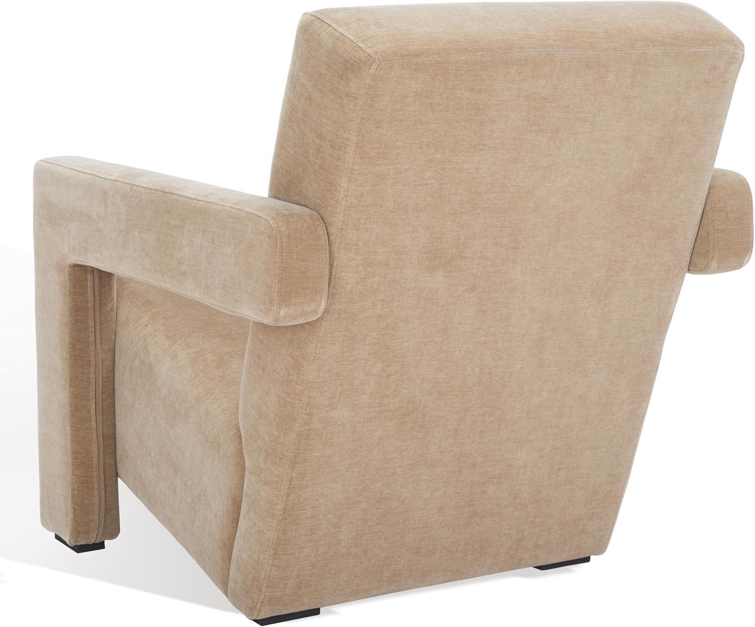 image:imageSAFAVIEH Couture Collection Taylor Modern Navy Velvet Upholstered Accent Chair Fully AssembledLight Brown