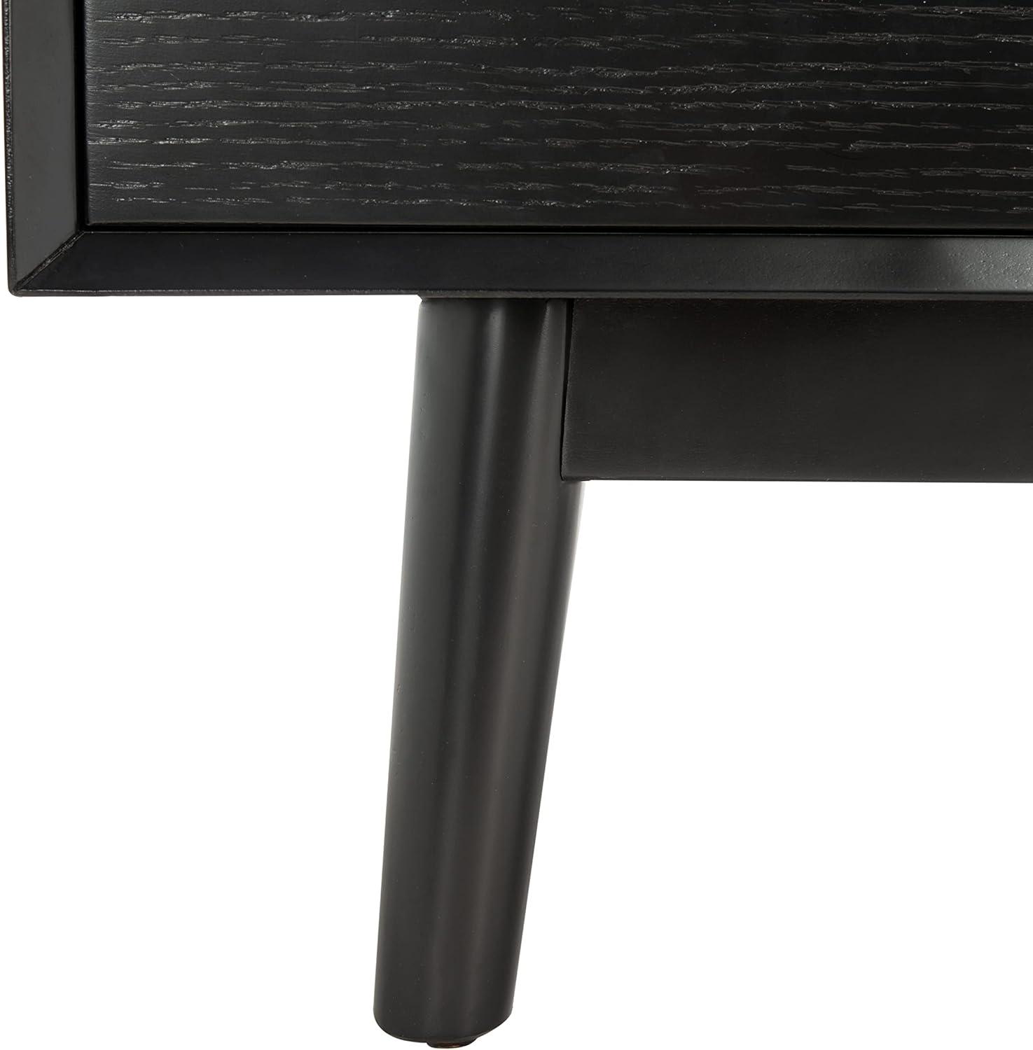image:imageSAFAVIEH Couture Collection Tomas MidCentury White Washed 3Drawer Sliding Door Entertainment Media Stand Fits up to a 65 Flatscreen TVBlack