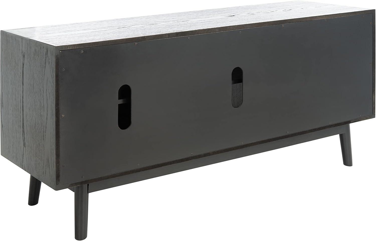image:imageSAFAVIEH Couture Collection Tomas MidCentury White Washed 3Drawer Sliding Door Entertainment Media Stand Fits up to a 65 Flatscreen TVBlack