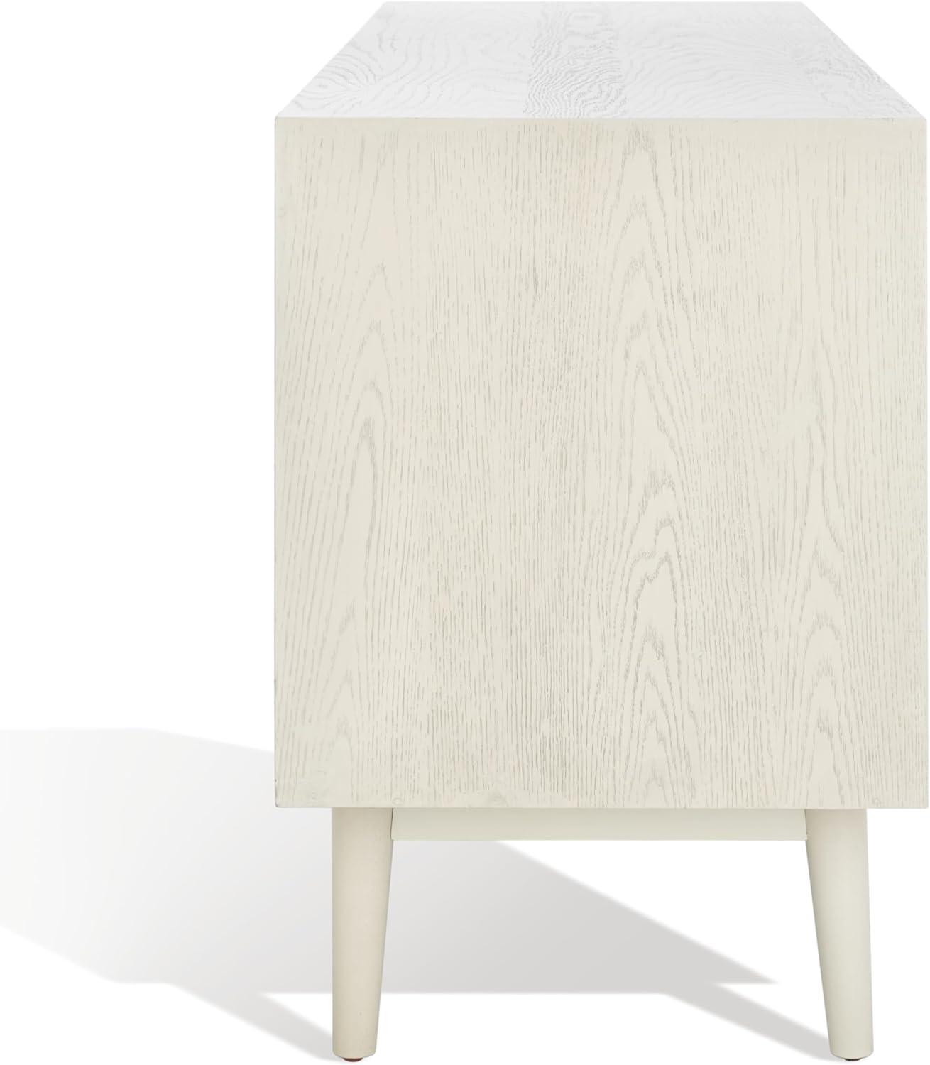 image:imageSAFAVIEH Couture Collection Tomas MidCentury White Washed 3Drawer Sliding Door Entertainment Media Stand Fits up to a 65 Flatscreen TVWhite Washed