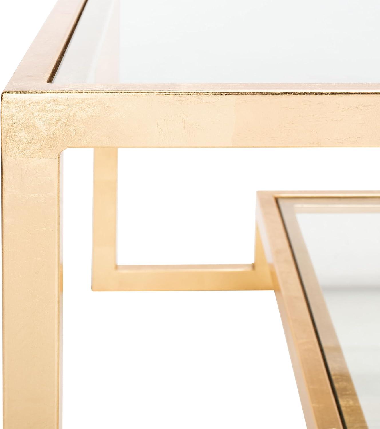 image:imageSAFAVIEH Couture Collection Vivian Gold Leaf Rectangle Coffee Table