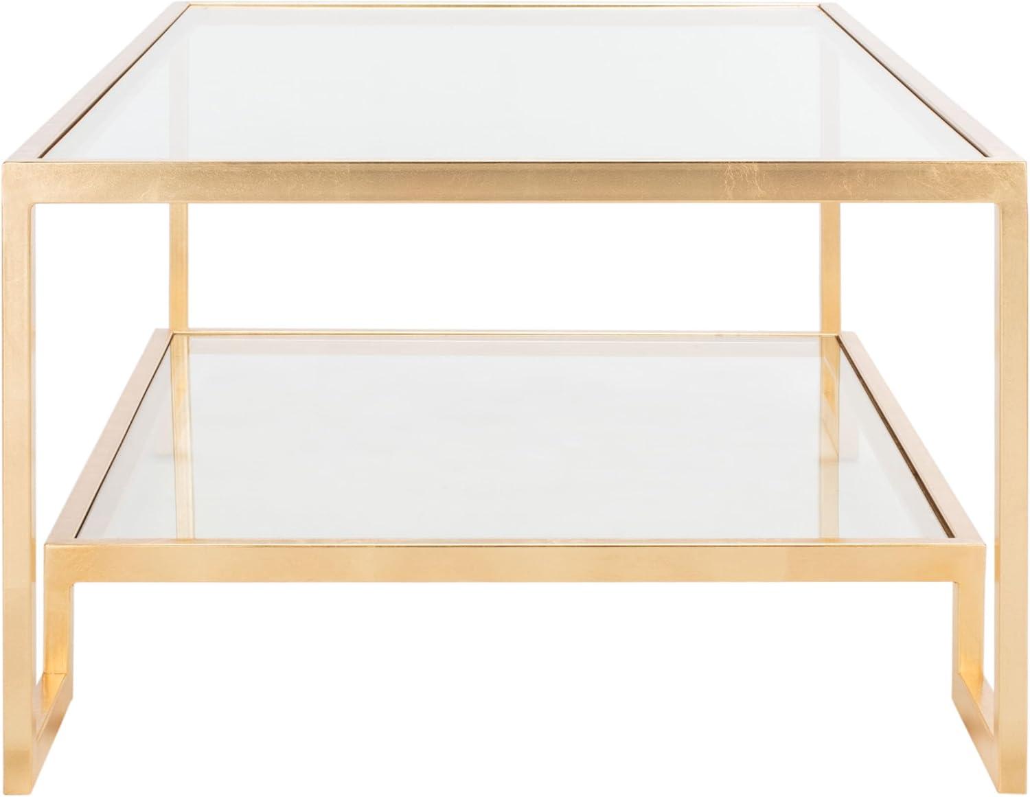 image:imageSAFAVIEH Couture Collection Vivian Gold Leaf Rectangle Coffee Table