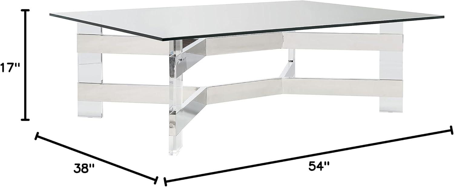 image:imageSAFAVIEH Couture Home Collection Eugene SilverClear Acrylic Rectangle Coffee Table