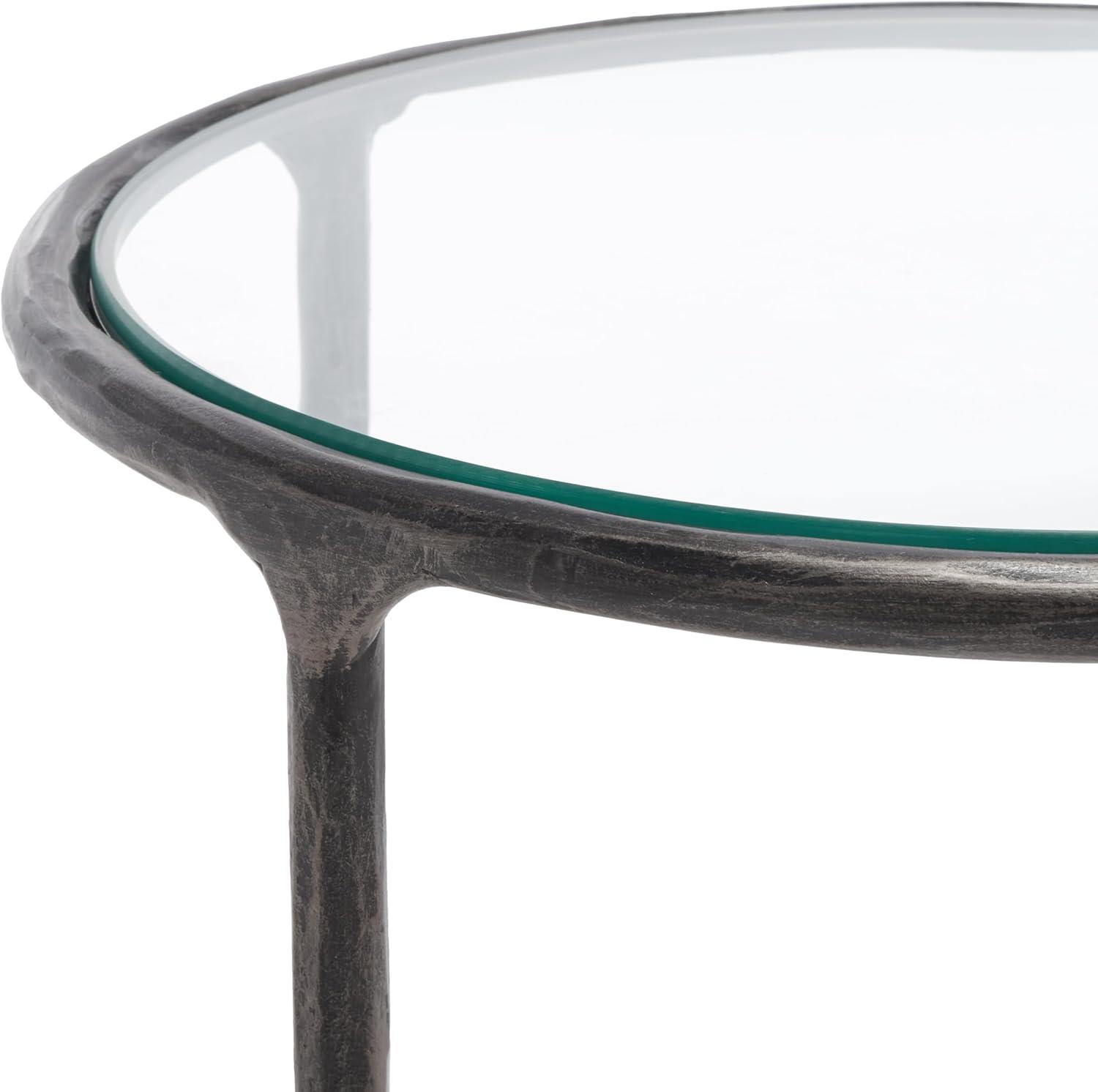 image:imageSAFAVIEH Couture Home Collection Jessa Brass MetalWhite Marble Top Round End Table Fully AssembledBlack