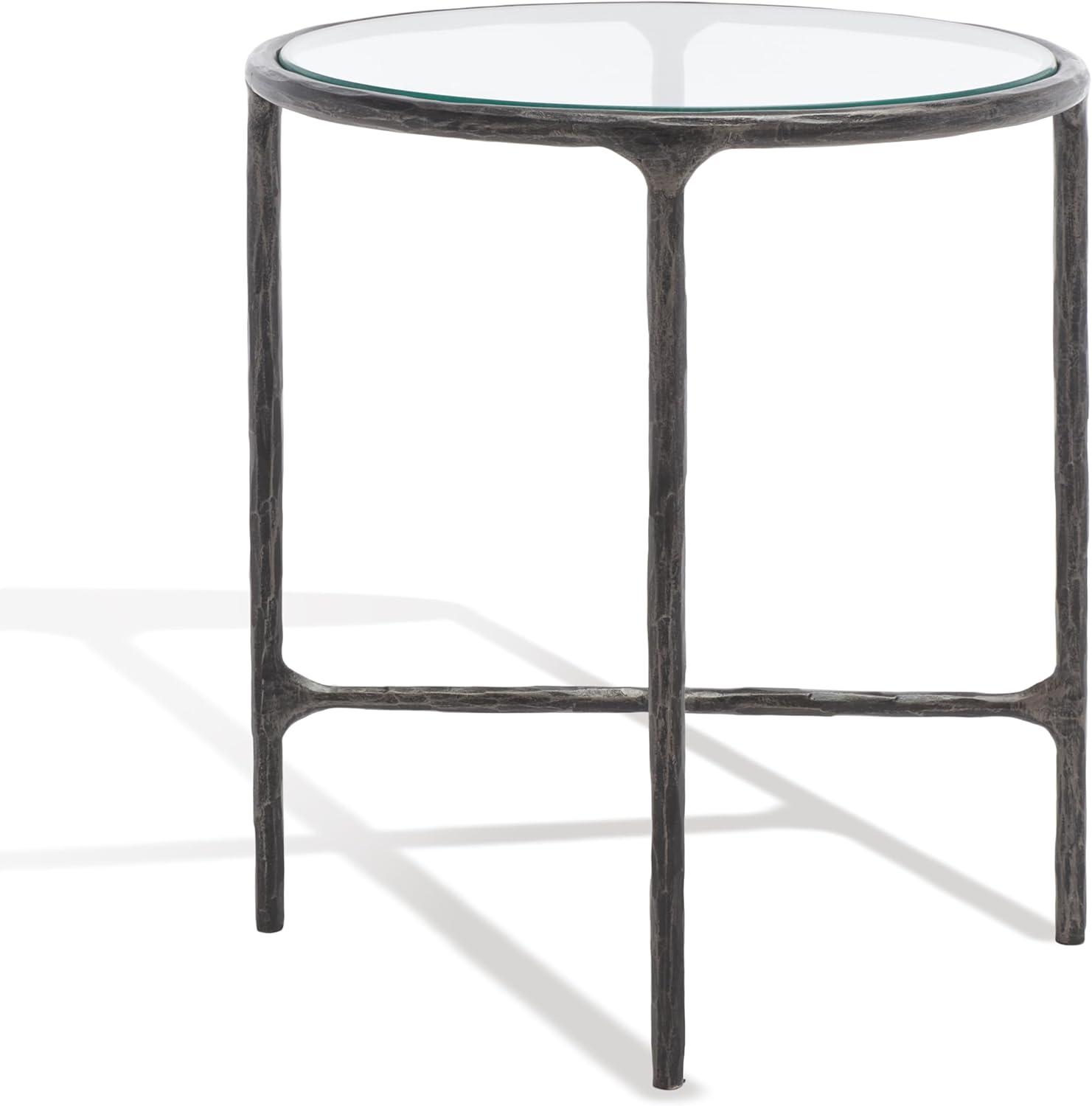 image:imageSAFAVIEH Couture Home Collection Jessa Brass MetalWhite Marble Top Round End Table Fully AssembledBlack