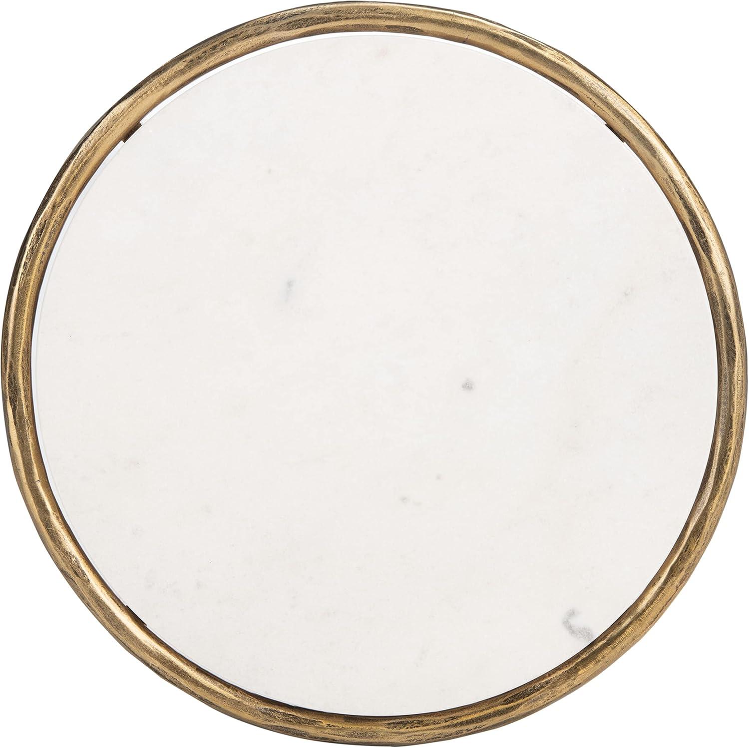 image:imageSAFAVIEH Couture Home Collection Jessa Brass MetalWhite Marble Top Round End Table Fully AssembledWhite Brass