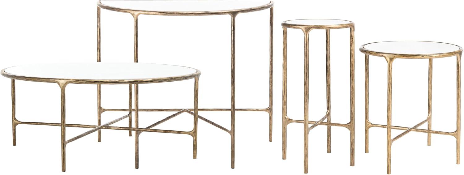 image:imageSAFAVIEH Couture Home Collection Jessa Brass MetalWhite Marble Top Round End Table Fully AssembledWhite Brass