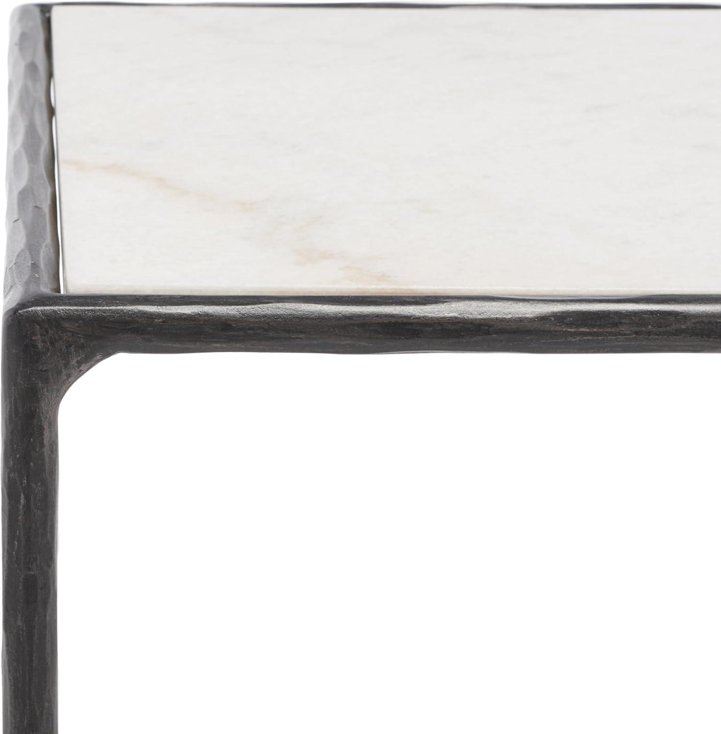 image:imageSAFAVIEH Couture Home Collection Jessa Brass MetalWhite Marble Top Square End Table Fully AssembledBlackWhite