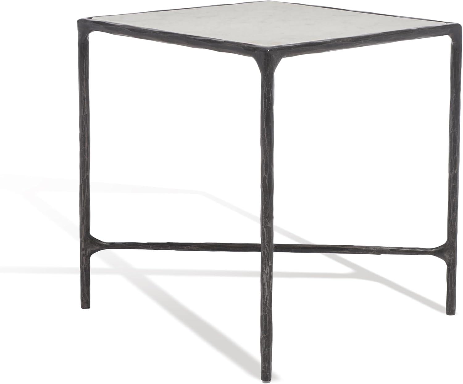 image:imageSAFAVIEH Couture Home Collection Jessa Brass MetalWhite Marble Top Square End Table Fully AssembledBlackWhite