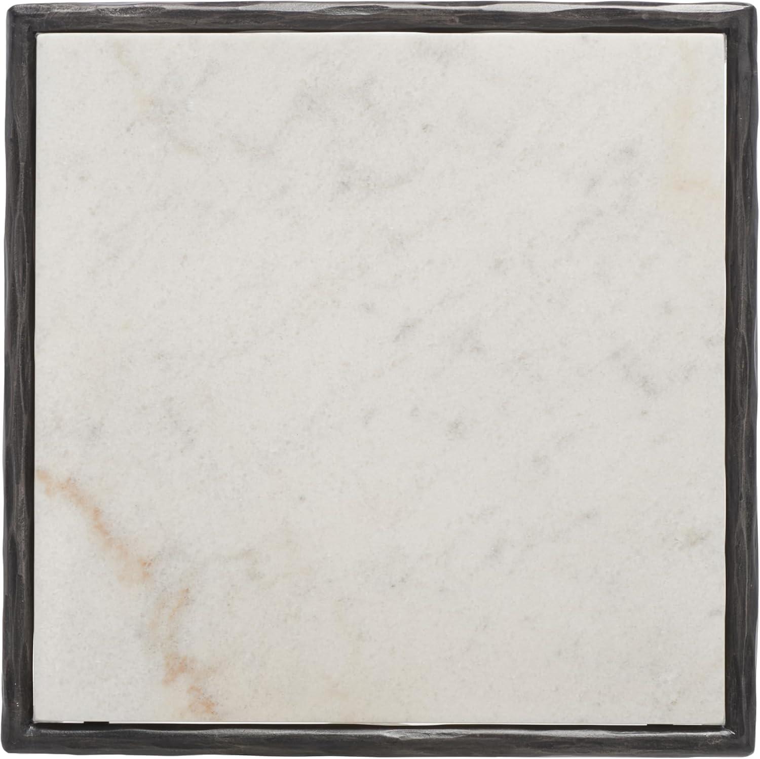 image:imageSAFAVIEH Couture Home Collection Jessa Brass MetalWhite Marble Top Square End Table Fully AssembledBlackWhite
