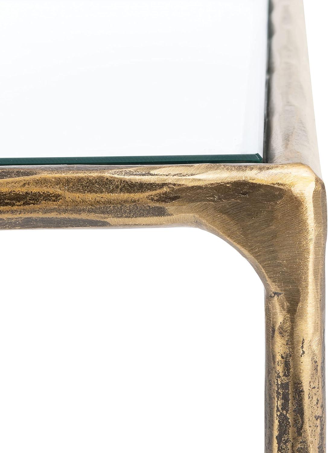 image:imageSAFAVIEH Couture Home Collection Jessa Brass MetalWhite Marble Top Square End Table Fully AssembledBrass