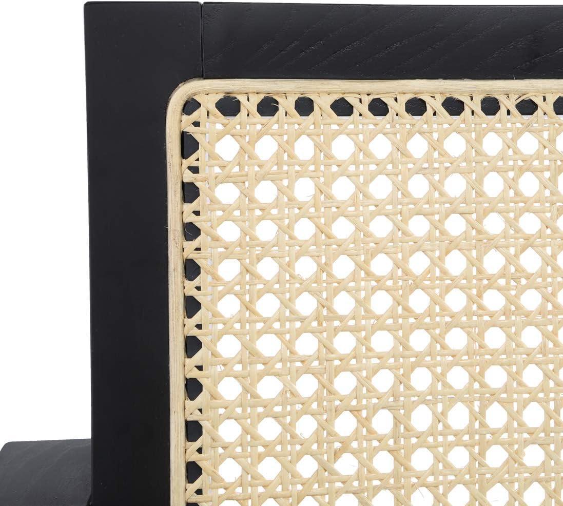image:imageSAFAVIEH Couture Home Collection Krystine Coastal Black Rattan Back Living Room Dining Accent Chair SFV4131ABlack