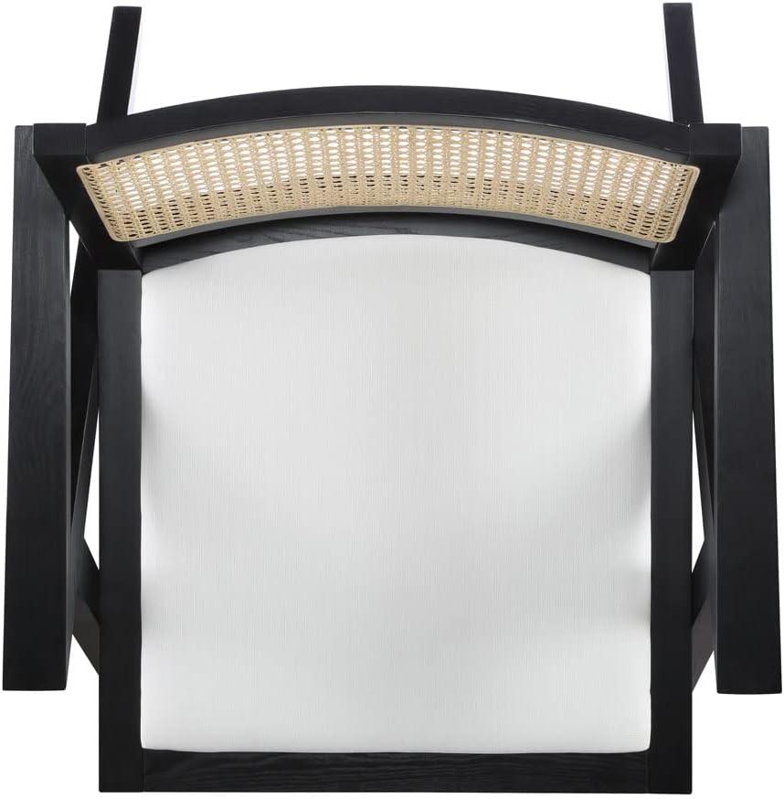 image:imageSAFAVIEH Couture Home Collection Krystine Coastal Black Rattan Back Living Room Dining Accent Chair SFV4131ABlack