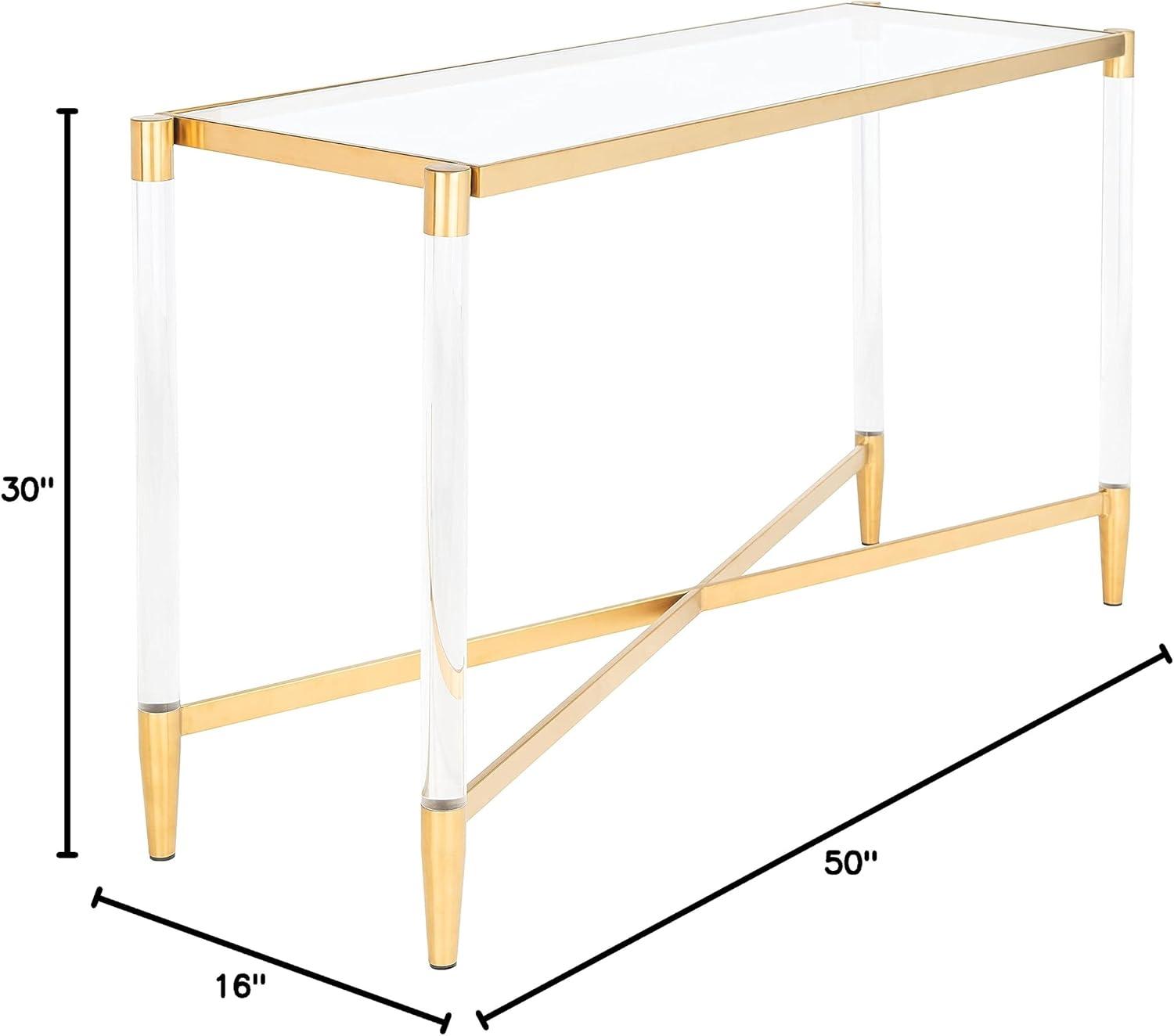 image:imageSAFAVIEH Couture Home Collection Kyla Glam Gold Acrylic Entryway Foyer Living Room Console Table