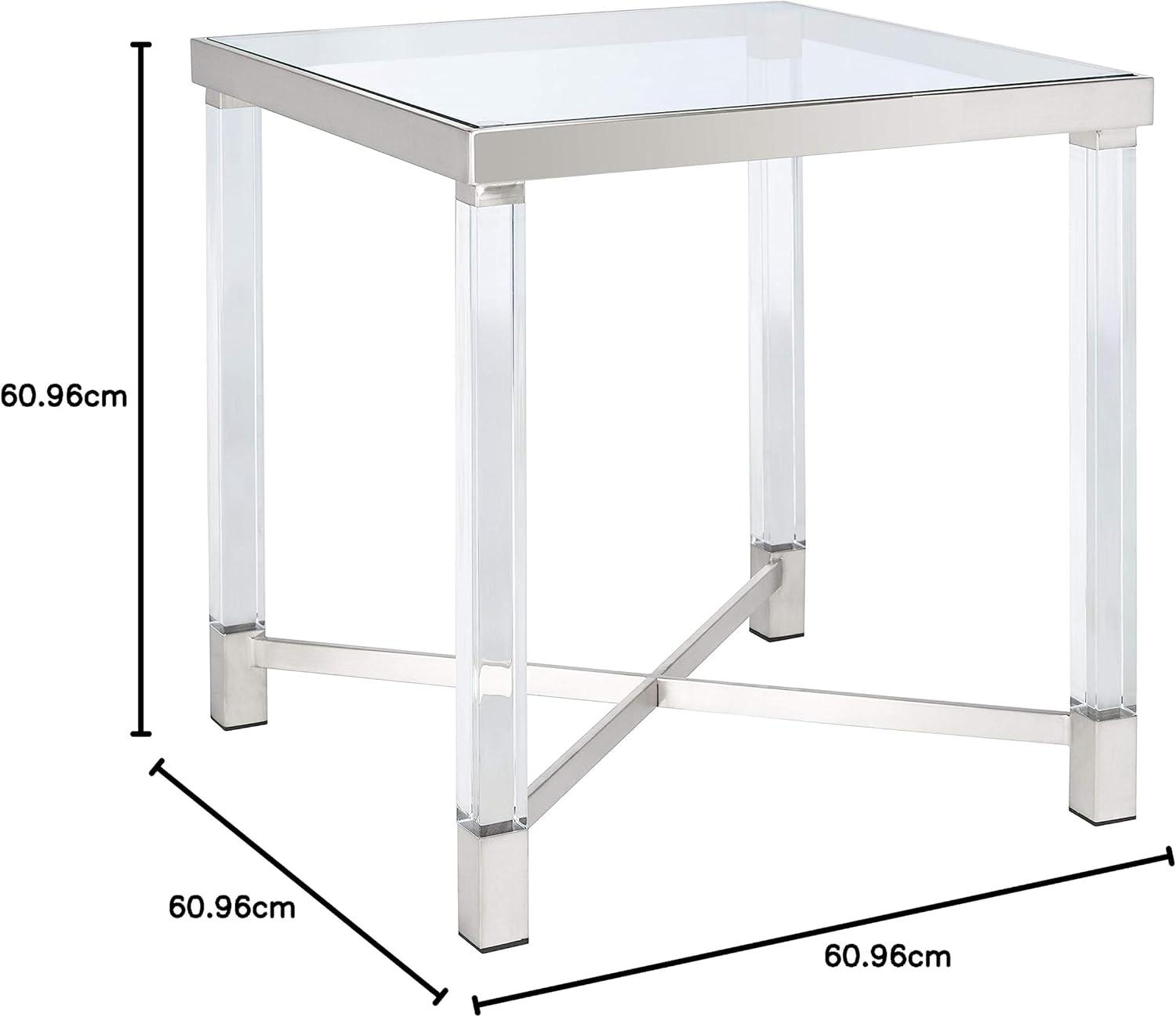 image:imageSAFAVIEH Couture Home Collection Shawna Acrylic Silver Living Room Bedroom Foyer Side End Accent TableSilver