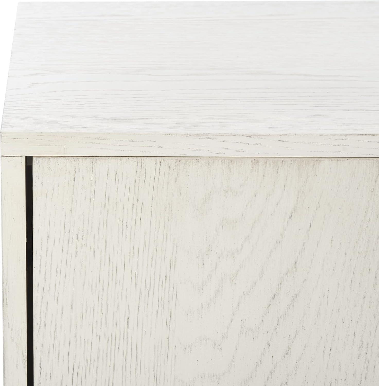 image:imageSAFAVIEH Couture Mallory TV Stand for up to 65 Flatscreen White Wash 4 Doors with Interior Storage Entertainment Media Console Cabinet Fully Assembled SFV2120BWhite Washed
