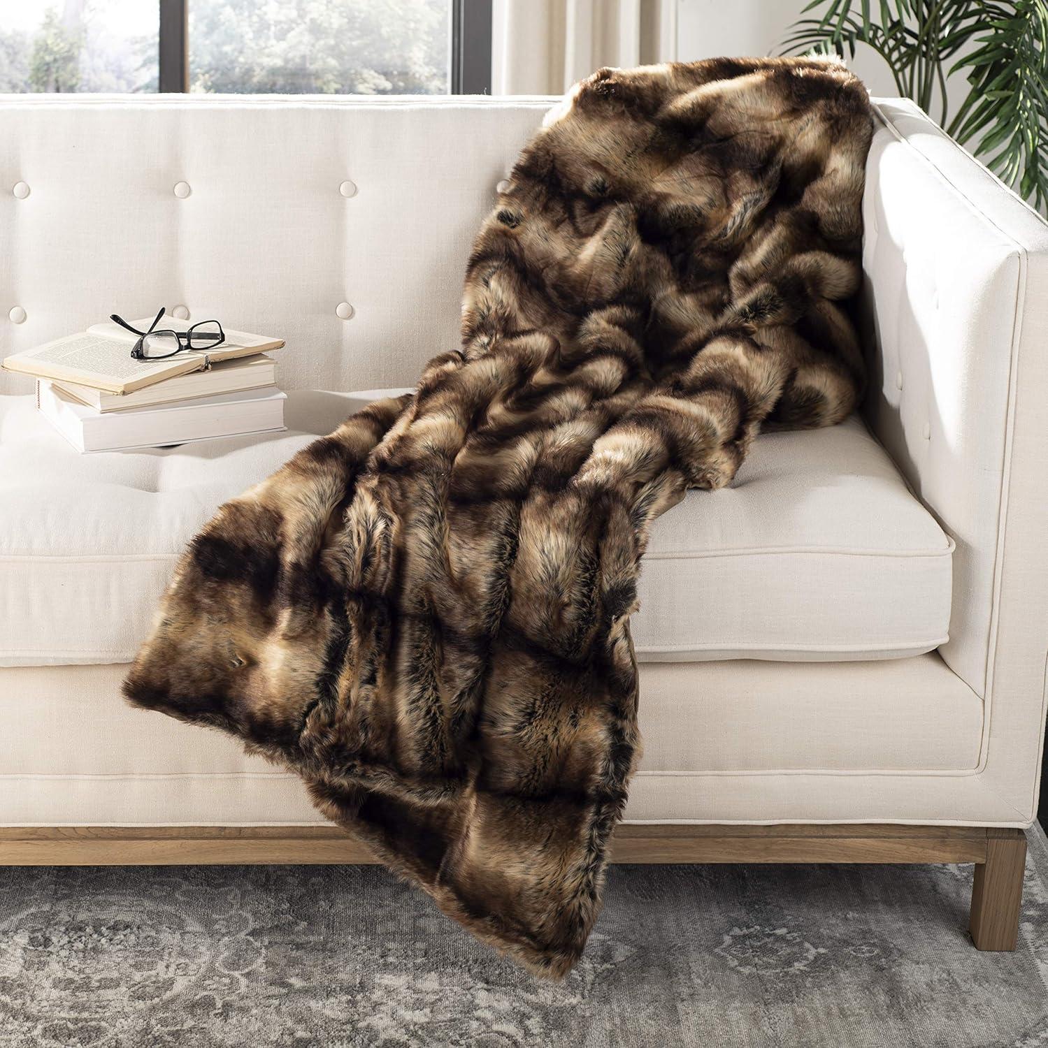 image:imageSAFAVIEH Faux Luxe Brick Throw Blanket 60x72 ChocolateChocolate